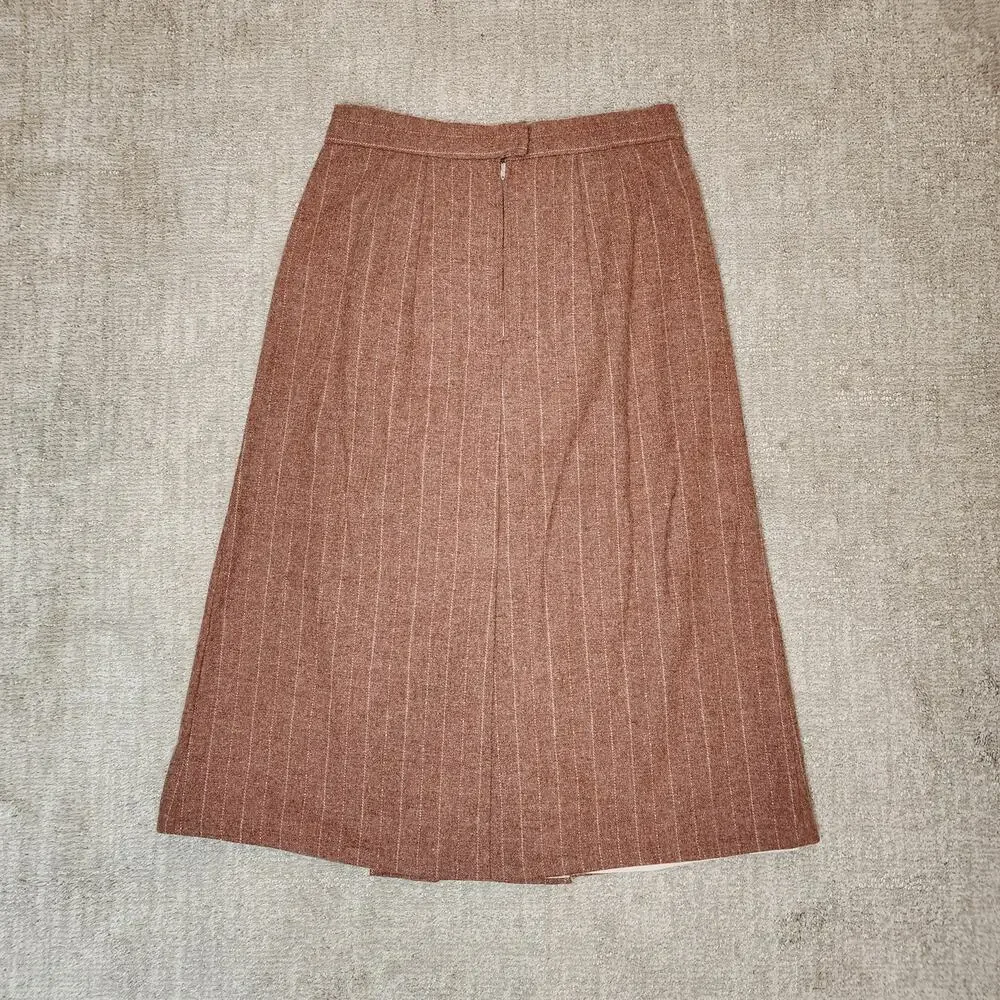 Vintage Orange Wool A Line Striped Skirt Women's Size XS Small